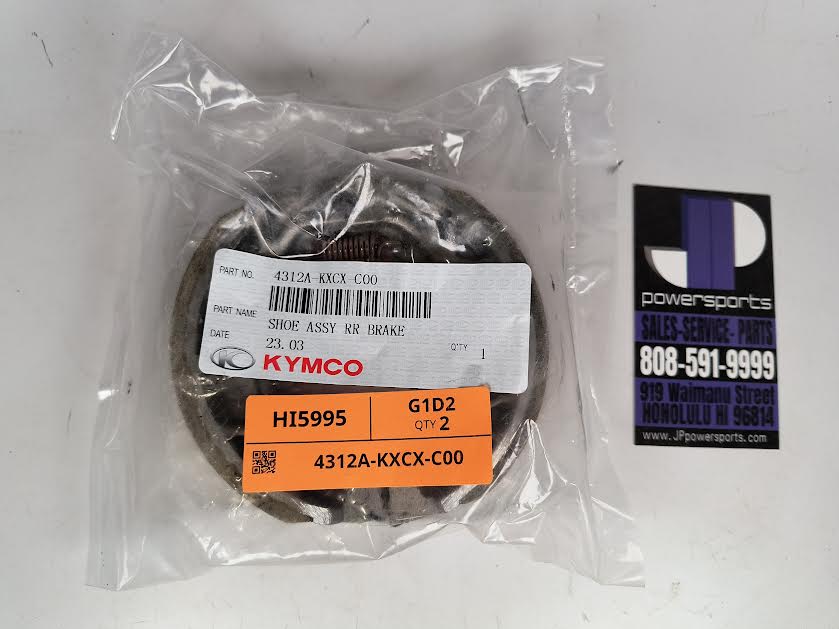 KYMCO Rear Brake Shoe Assembly – Super 8 / Like 50 / Agility 50 OEM 4312A-KXCX-C00