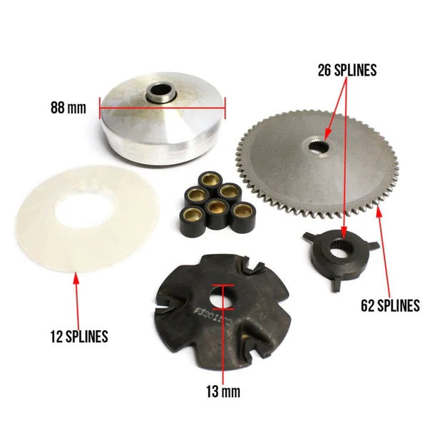 Blue Line Variator Assembly; 139QMB, Genuine 50, Tao Tao SW 1100-1315