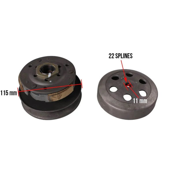 Complete Clutch and Bell Assembly; CSC go., 139QMB Scooters SW 1200-4000