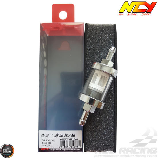 NCY Fuel Filter – 1/4" In-Line | Universal Glass Gasoline Filter