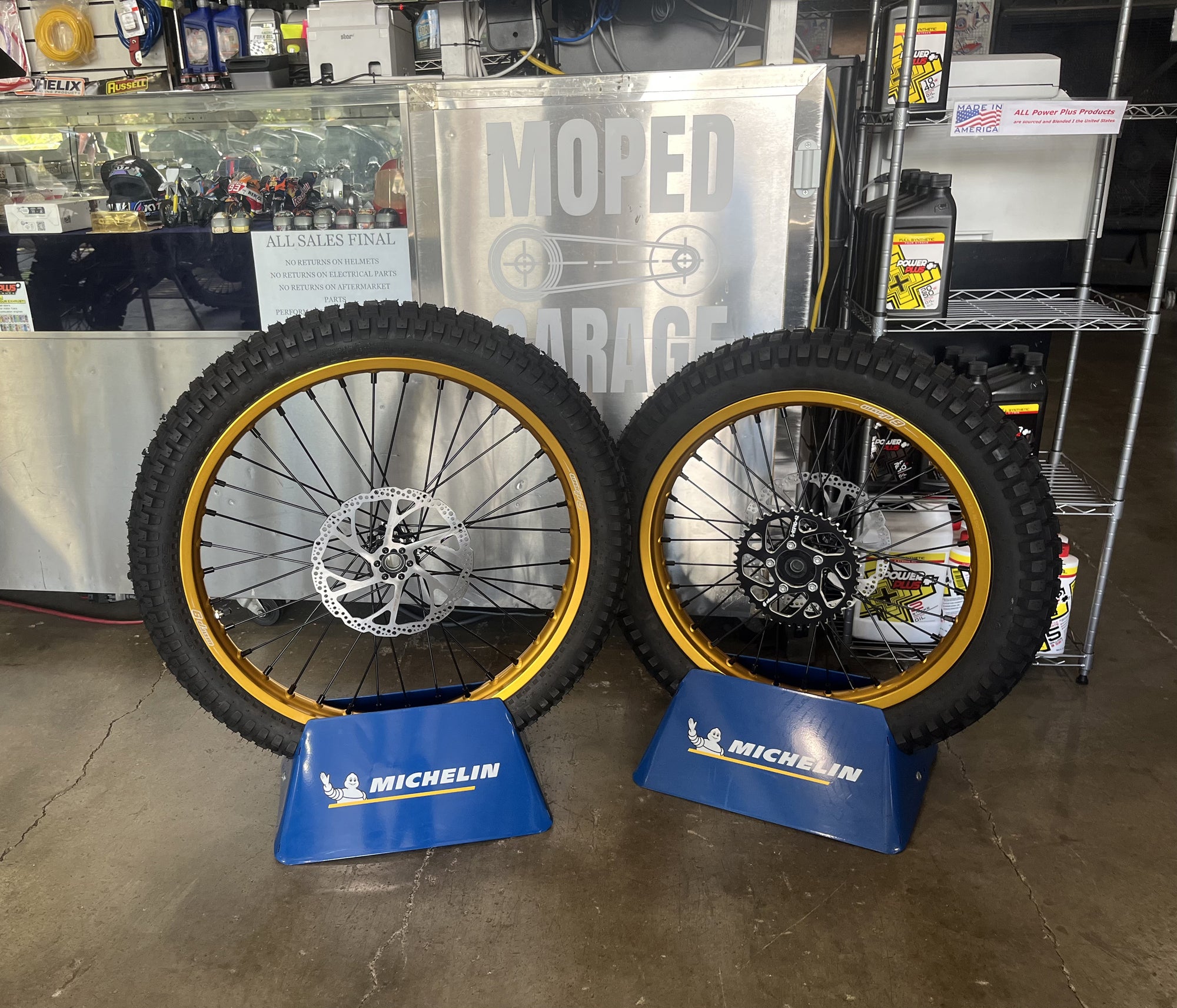 Warp 9 Complete Wheel Set for Talaria Sting | 21" Front & 18" Rear | Gold Rims, Black Spokes, Nipples, Hubs