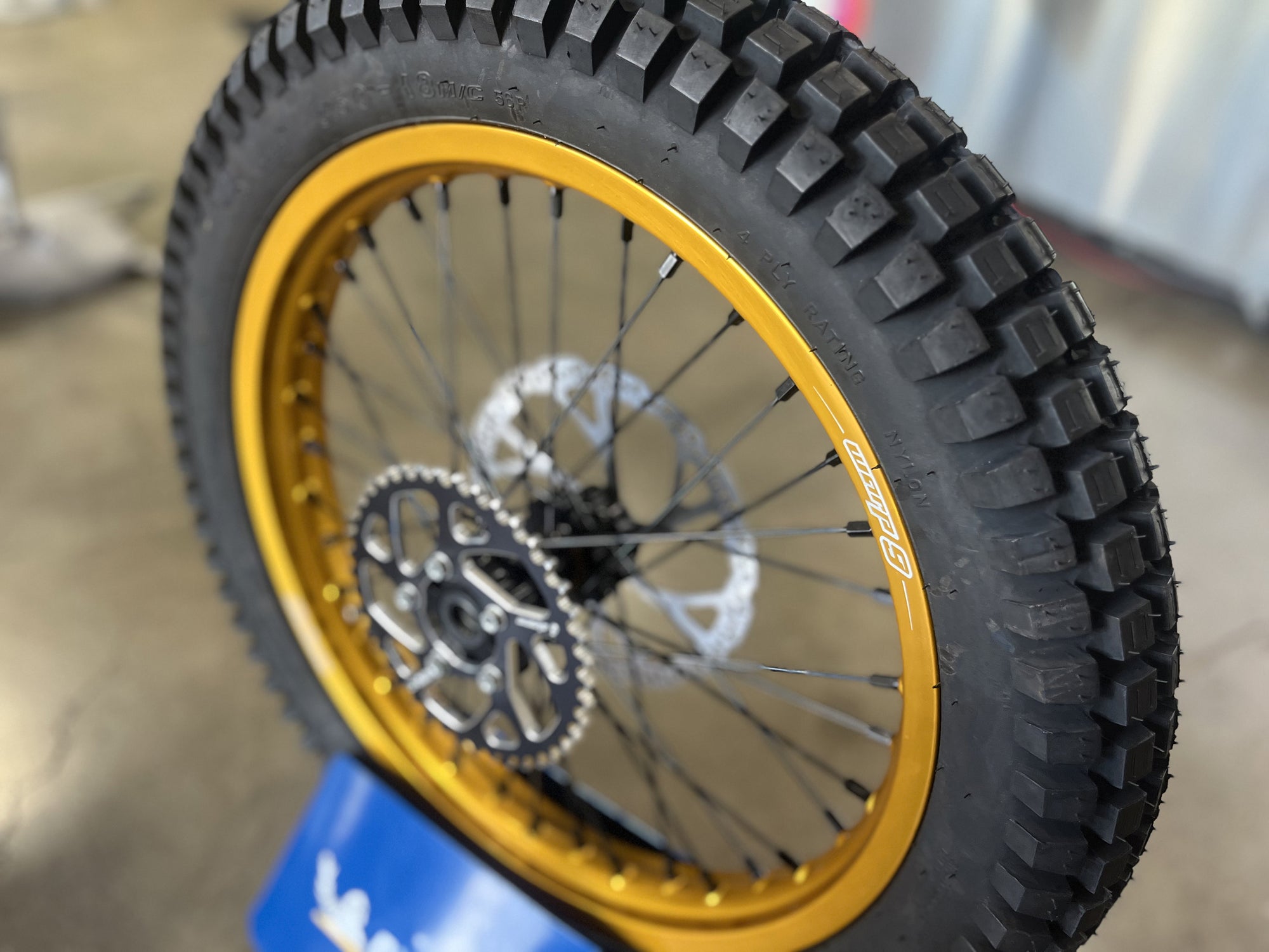 Warp 9 Complete Wheel Set for Talaria Sting | 21" Front & 18" Rear | Gold Rims, Black Spokes, Nipples, Hubs