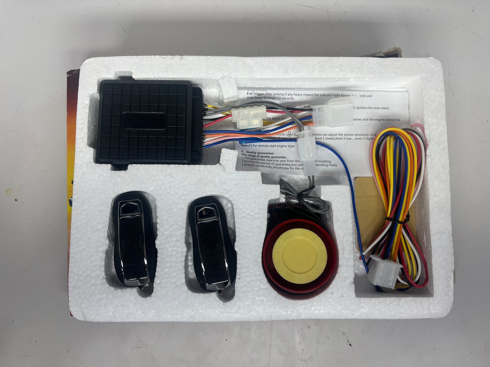 Universal 12V Motorcycle Alarm System – Smart Anti-Theft Security with Engine Start & 2 Remote Controls – For Motorcycles, Scooters, Mopeds