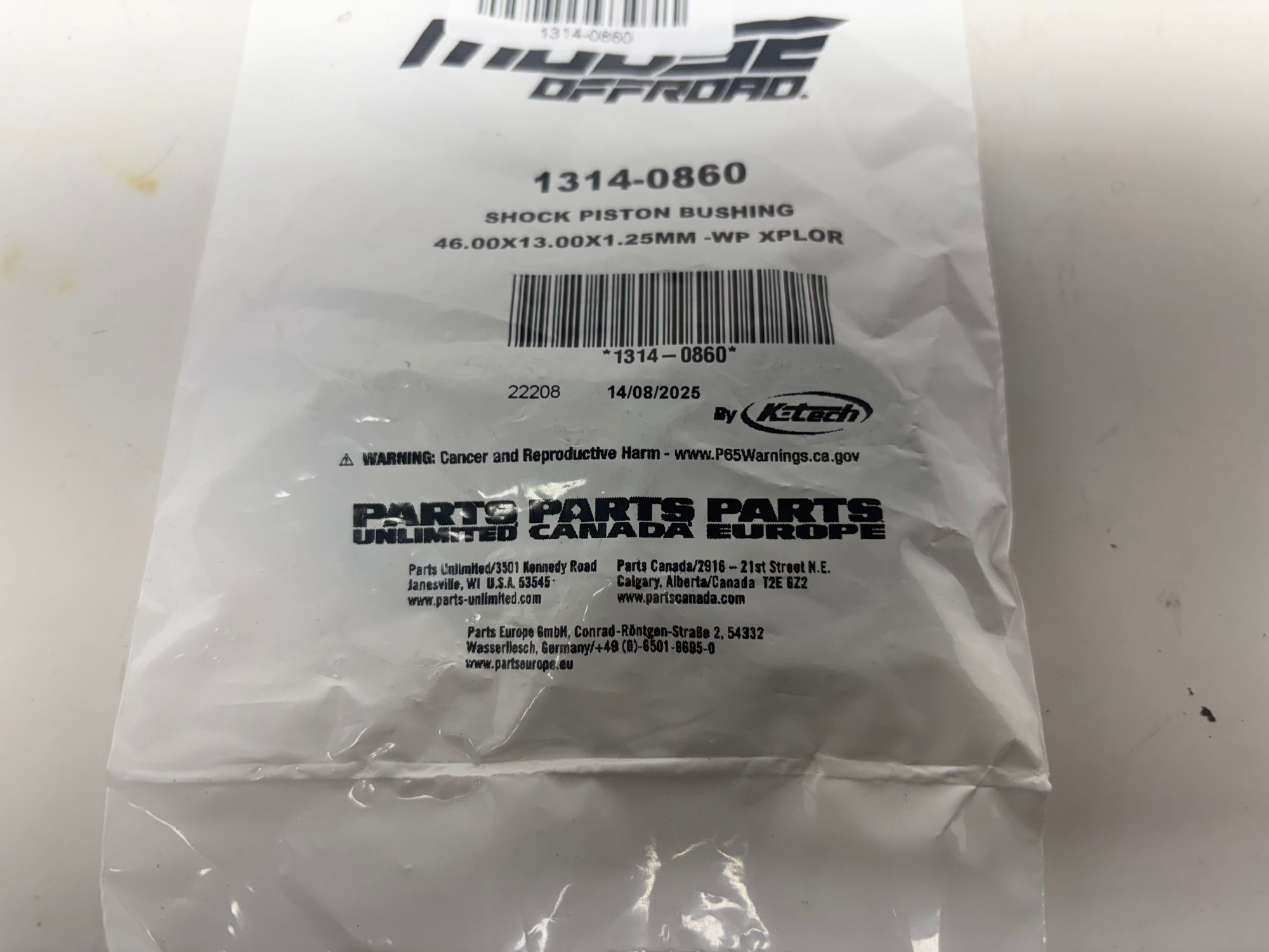 MOOSE OFFROAD Shock Piston Bushing Shock Piston Bushing - 46.00 mm x 13.00 mm x 1.25 mm - WP Xplor PU 1314-0860