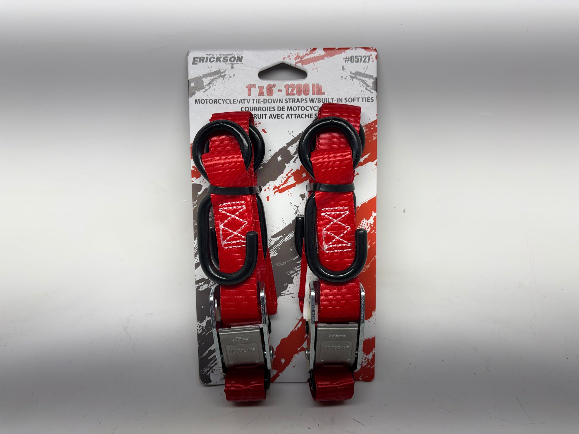 ERICKSON 1" X 6' Tie-Downs with Built-In Soft Ties - Red