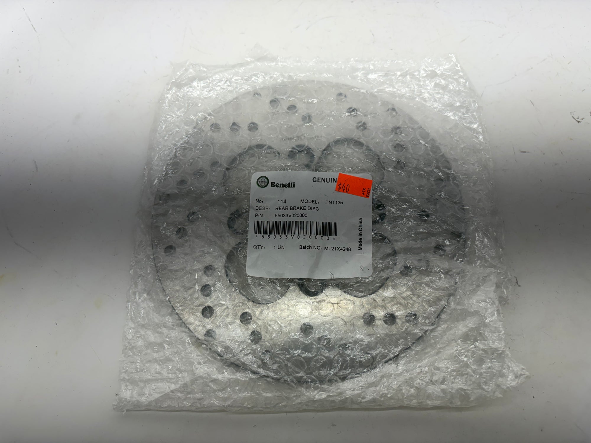 Benelli TNT 135 Rear Brake Disc Rotor – Replacement | 55033V020000