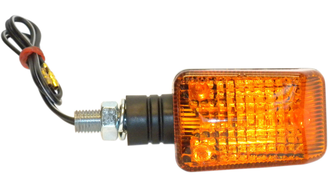 K&S Technologies Universal Mini-Stalk Turn Signals – 25-7500 | Amber Lens, Black Housing – Front or Rear Motorcycle Indicator