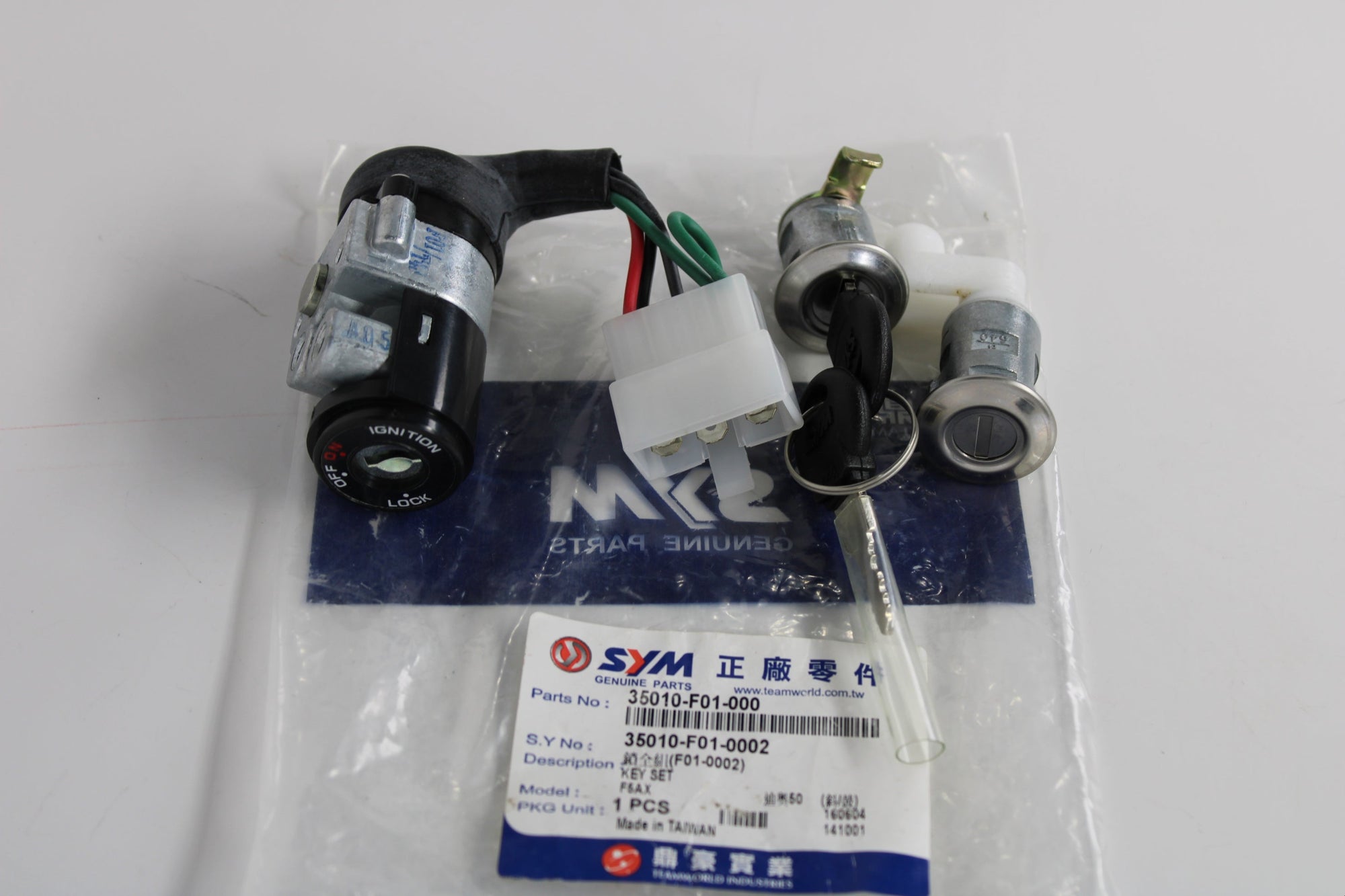 SYM Ignition Key Set – 35010-F01-0002 | OEM Lock Cylinder & Key Set for SYM Scooters