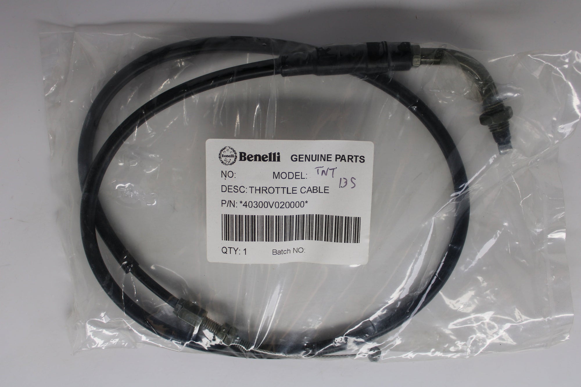 Benelli TNT135 Throttle Cable Assembly – OEM Replacement | 40300V020000
