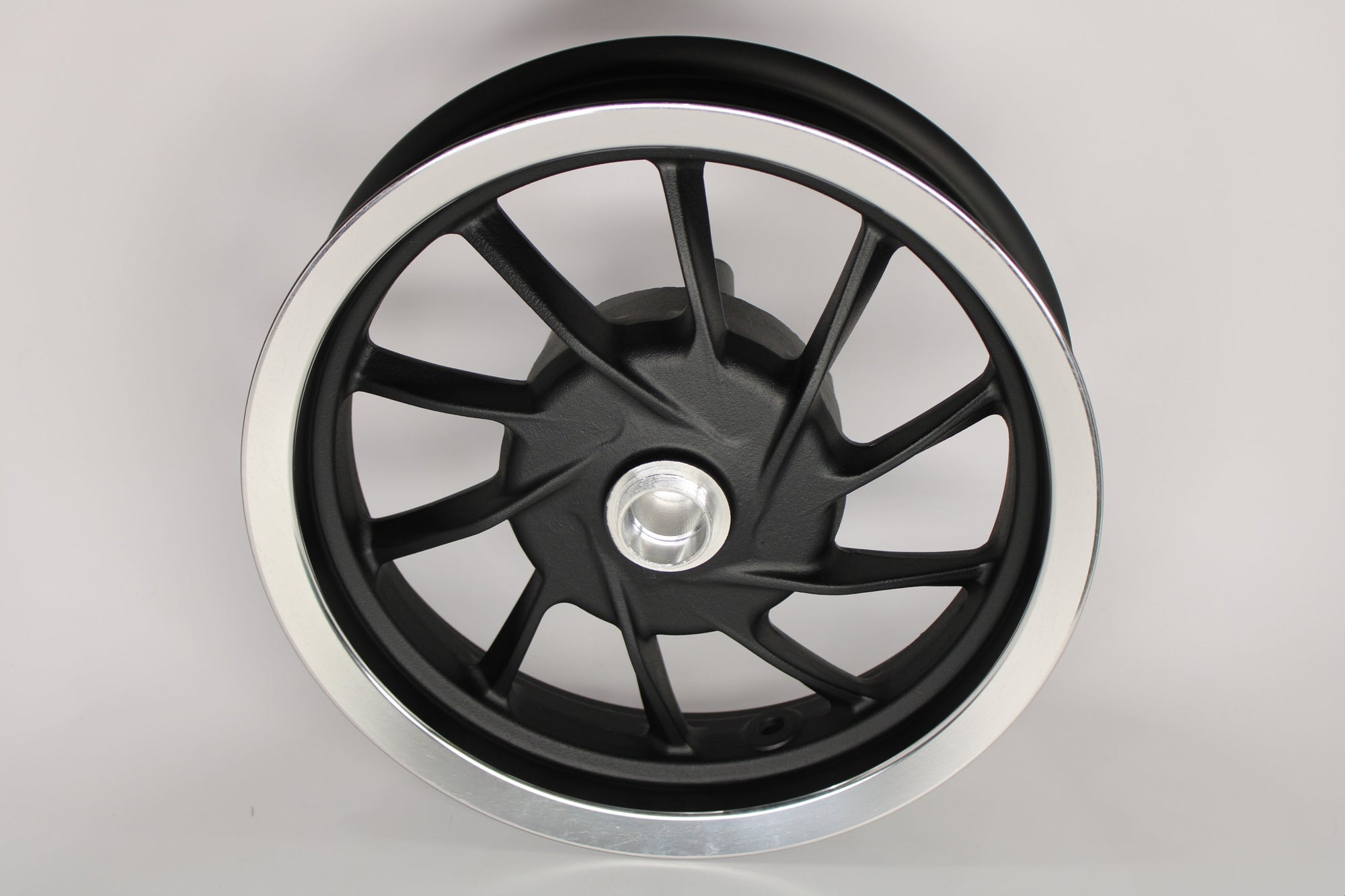 KYMCO Like 150 Front Wheel Rim 2.75x12 – Black/Silver OEM Replacement | 44601-AEA7-E11-NEA
