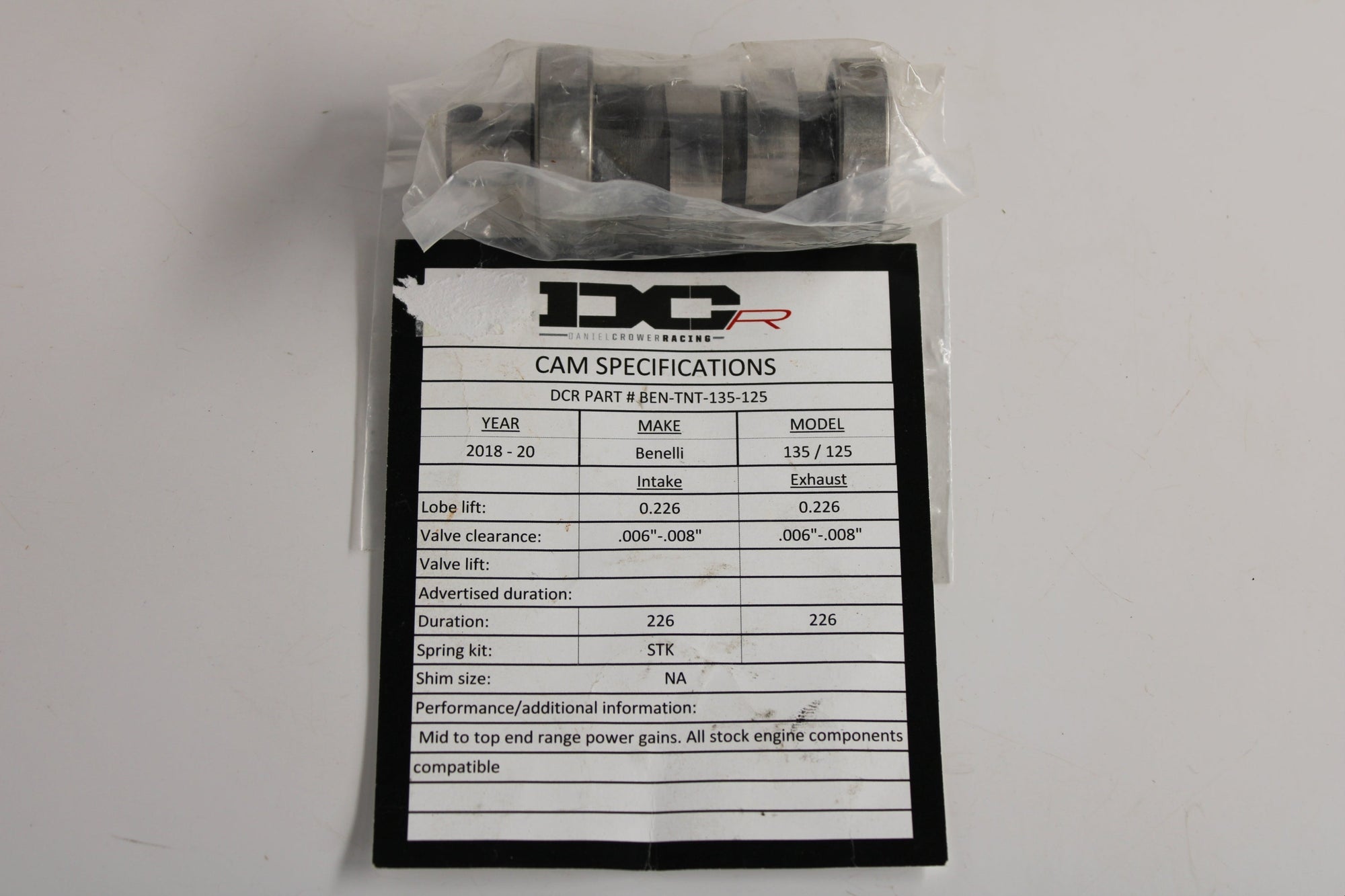 Camshaft for Benelli TNT 125 / TNT 135 – Performance Engine Cam